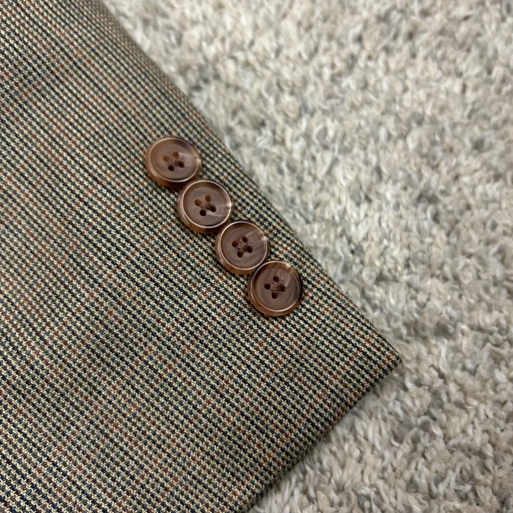 Lauren Ralph Lauren Blazer Sport Coat 44L Brown Silk Wool Micro Houndstooth - Picture 9 of 9